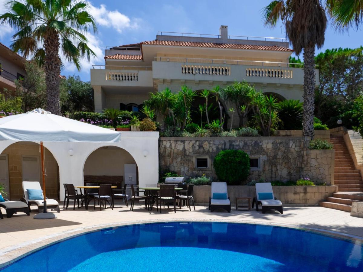 Villa Palma - Sunset Sea Views With Pool, Jacuzzi, Sauna And Games Room Mellieħa Eksteriør billede